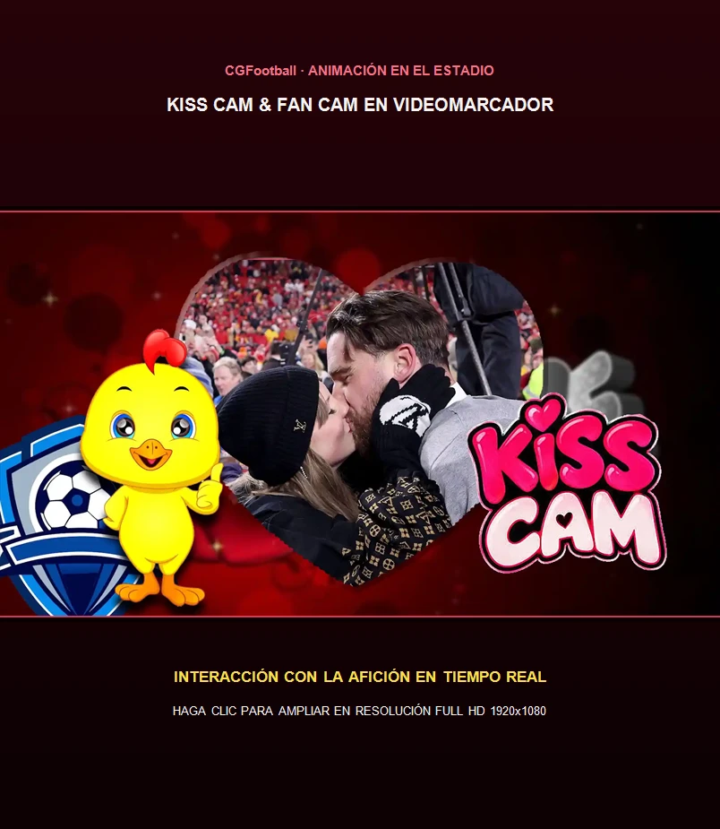 Kiss Cam y animación en el estadio